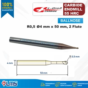 L GROB Ballnose Endmill Carbide 2Flute HRC55-58